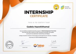 Haarshithamai Gadela on LinkedIn_ #internshipcertificate #webdevelopementfrontend #gitamw #education